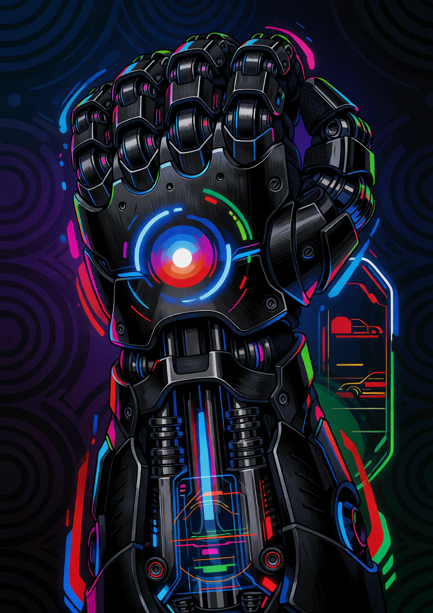 Neon Cybernetic Gauntlet
