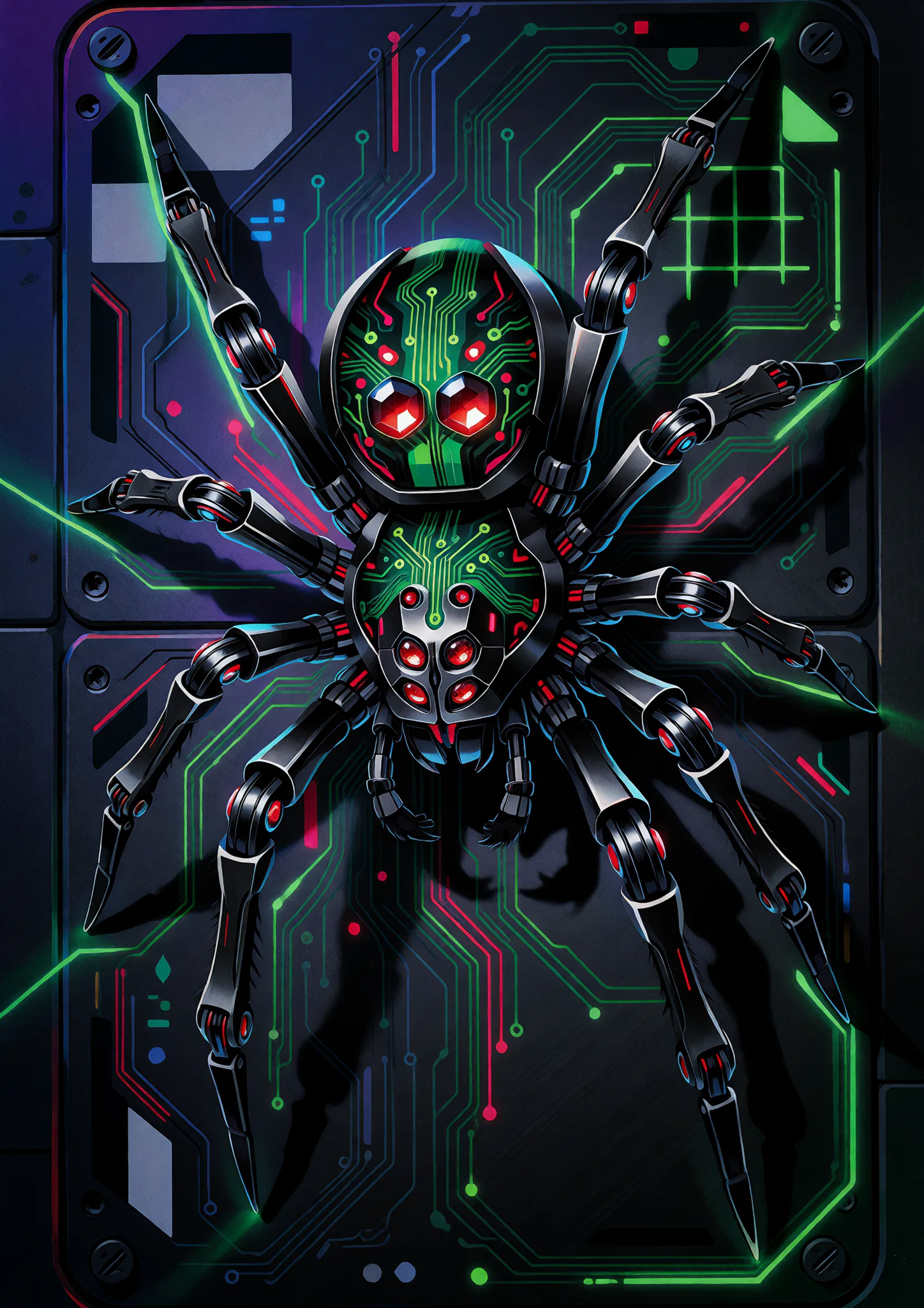 Neon Cybernetic Spider