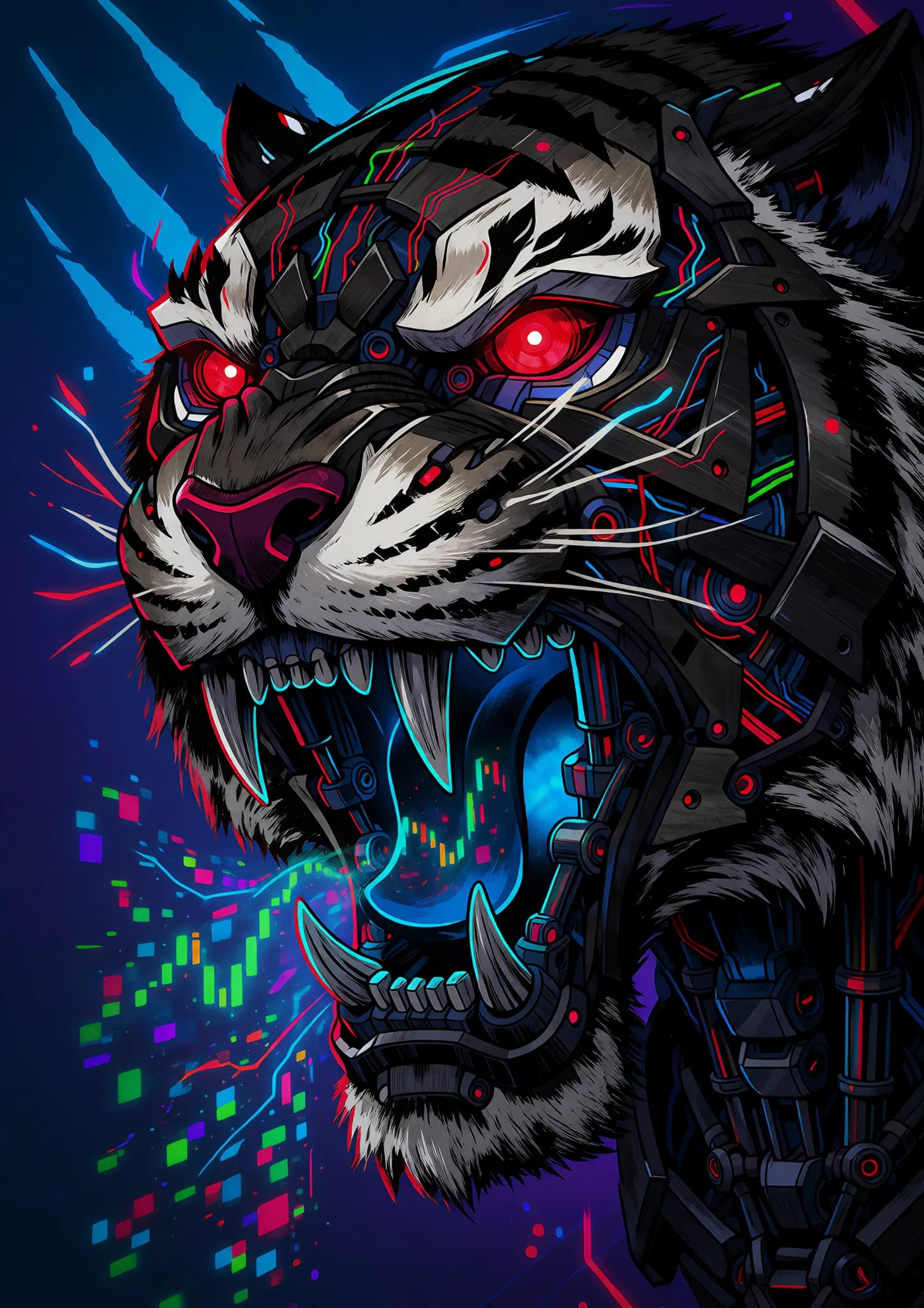 Neon Cybernetic Tiger